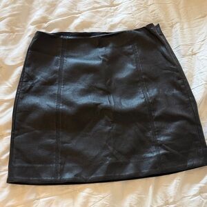 Babaton Black Leather Mini Skirt